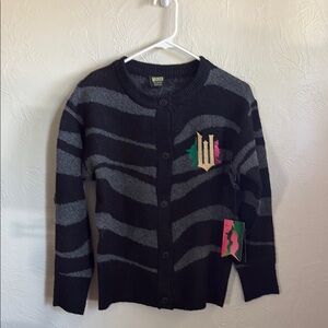Wicked Graphic Black Button Cardigan